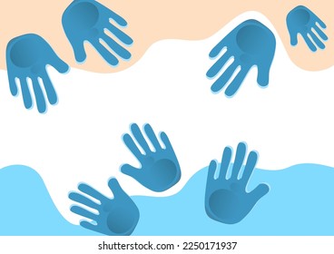 Abstract background, prints of children's palms. Vector illustration