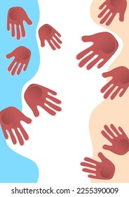 Fondo abstracto, huellas de las palmas de los niños. Ilustración del vector