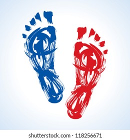 Abstract background, prints of foots of the human
