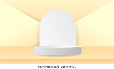 Fondo abstracto para la presentación de productos podios blancos y fondo limpio curvo mente fresca , ilustración 3d Vector EPS 10