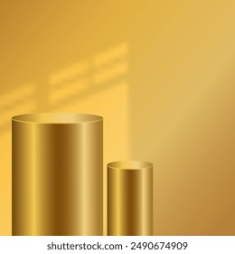 Abstract background for product presentation mock up. Vector illustration. Gold podium and shadow.
