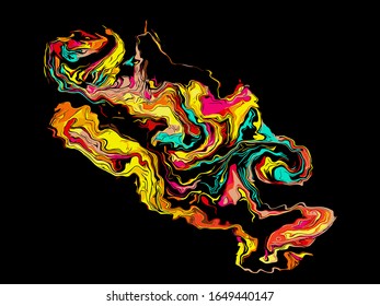 Antecedentes abstractos. Fractal psicodélico, textura de pinceladas de colores de líneas bordadas y manchas de diferentes formas y tamaños