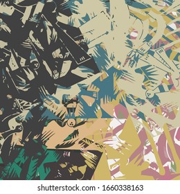 Abstract background. Psychedelic fractal, texture of brush strokes of colored paint of blurred lines and spots of different shapes and sizes