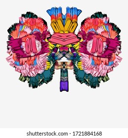 Abstract background. Psychedelic fractal, texture of brush strokes of colored paint of blurred lines and spots of different shapes and sizes