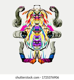 Antecedentes abstractos. fractal psicodélico, textura de pinceladas de pinturas de colores de líneas borrosas y manchas de diferentes formas y tamaños