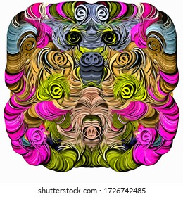 Antecedentes abstractos. fractal psicodélico, textura de pinceladas de pinturas de colores de líneas borrosas y manchas de diferentes formas y tamaños