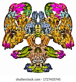 Abstract background. Psychedelic fractal, texture of brush strokes of colored paint of blurred lines and spots of different shapes and sizes