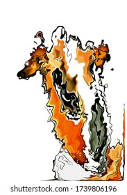 Antecedentes abstractos. fractal psicodélico, textura de pinceladas de pinturas de colores de líneas borrosas y manchas de diferentes formas y tamaños