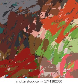 Abstract background. Psychedelic fractal, texture of brush strokes of colored paint of blurred lines and spots of different shapes and sizes