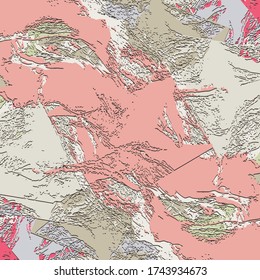 Abstract background. Psychedelic fractal, texture of brush strokes of colored paint of blurred lines and spots of different shapes and sizes