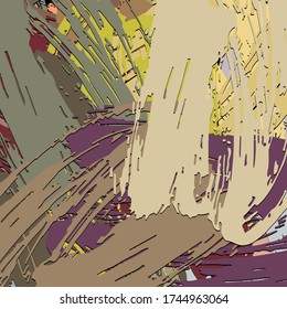 Abstract background. Psychedelic fractal, texture of brush strokes of colored paint of blurred lines and spots of different shapes and sizes