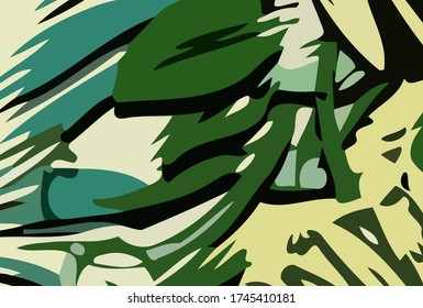 Antecedentes abstractos. fractal psicodélico, textura de pinceladas de pinturas de colores de líneas borrosas y manchas de diferentes formas y tamaños