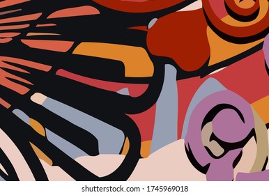 Abstract background. Psychedelic fractal, texture of brush strokes of colored paint of blurred lines and spots of different shapes and sizes