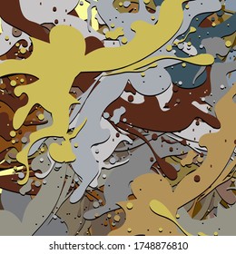 Abstract background. Psychedelic fractal, texture of brush strokes of colored paint of blurred lines and spots of different shapes and sizes