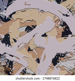 Abstrakter Hintergrund. Psychedelisches Fraktal, Textur von Pinselstrichen mit farbiger Farbe von unscharfen Linien und Flecken verschiedener Formen und Größen