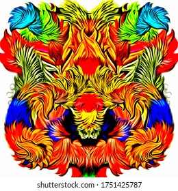 Abstract background. Psychedelic fractal, texture of brush strokes of colored paint of blurred lines and spots of different shapes and sizes