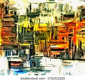 Abstract background. Psychedelic fractal, texture of brush strokes of colored paint of blurred lines and spots of different shapes and sizes