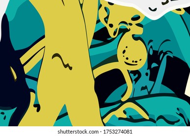 Abstract background. Psychedelic fractal, texture of brush strokes of colored paint of blurred lines and spots of different shapes and sizes