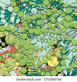 Antecedentes abstractos. fractal psicodélico, textura de pinceladas de pinturas de colores de líneas borrosas y manchas de diferentes formas y tamaños