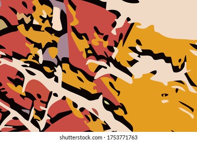Abstract background. Psychedelic fractal, texture of brush strokes of colored paint of blurred lines and spots of different shapes and sizes