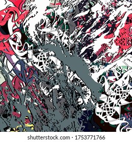 Abstract background. Psychedelic fractal, texture of brush strokes of colored paint of blurred lines and spots of different shapes and sizes