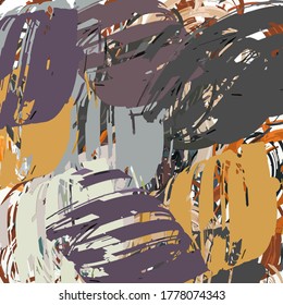 Abstract background. Psychedelic fractal, texture of brush strokes of colored paint of blurred lines and spots of different shapes and sizes