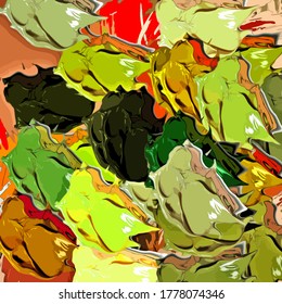 Abstract background. Psychedelic fractal, texture of brush strokes of colored paint of blurred lines and spots of different shapes and sizes