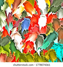 Abstract background. Psychedelic fractal, texture of brush strokes of colored paint of blurred lines and spots of different shapes and sizes