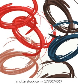 Abstract background. Psychedelic fractal, texture of brush strokes of colored paint of blurred lines and spots of different shapes and sizes