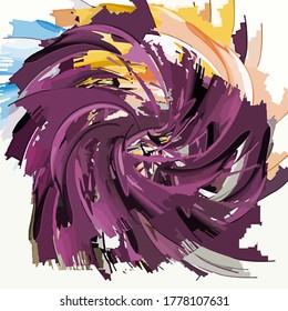Antecedentes abstractos. fractal psicodélico, textura de pinceladas de pinturas de colores de líneas borrosas y manchas de diferentes formas y tamaños