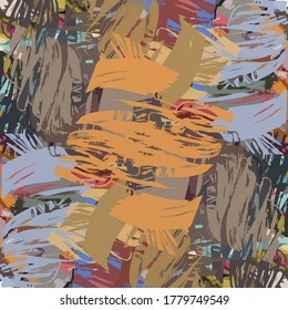 Abstract background. Psychedelic fractal, texture of brush strokes of colored paint of blurred lines and spots of different shapes and sizes