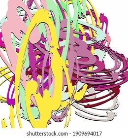 Abstract background. Psychedelic fractal, texture of brush strokes of colored paint of blurred lines and spots of different shapes and sizes.