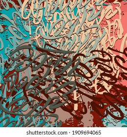 Abstract background. Psychedelic fractal, texture of brush strokes of colored paint of blurred lines and spots of different shapes and sizes.