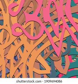 Abstract background. Psychedelic fractal, texture of brush strokes of colored paint of blurred lines and spots of different shapes and sizes.