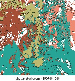 Abstract background. Psychedelic fractal, texture of brush strokes of colored paint of blurred lines and spots of different shapes and sizes.