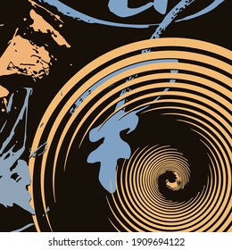 Abstract background. Psychedelic fractal, texture of brush strokes of colored paint of blurred lines and spots of different shapes and sizes.