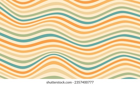 Resumen de los antecedentes del diseño de ondas de onda psicodélicas en estilo Hippie Retro de los años 70. Patrón vectorial listo para usar para tela, textil, envoltura y otros.