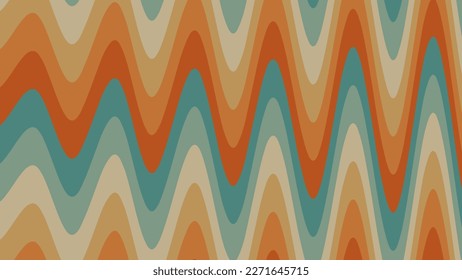 Abstract background of Psychedelic groovy Wavy Lines design in 1970s Hippie Retro style. Vector pattern ready to use for cloth, textile, wrap and other.