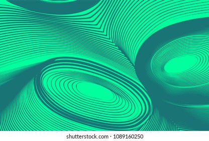 Abstract Background in Psychedelic Style. Futuristic Illustration with Wavy Lines. Abstraction with 3D Effect. Distorted Circles. Abstract Wavy Background for Web Design, Wallpaper, Covers, Posters.
