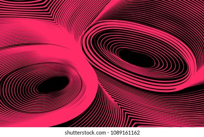 Abstract Background in Psychedelic Style. Futuristic Illustration with Wavy Lines. Abstraction with 3D Effect. Distorted Circles. Abstract Wavy Background for Web Design, Wallpaper, Covers, Posters.