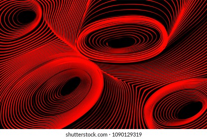 Abstract Background in Psychedelic Style. Futuristic Illustration with Wavy Lines. Abstraction with 3D Effect. Distorted Circles. Abstract Wavy Background for Web Design, Wallpaper, Covers, Posters.