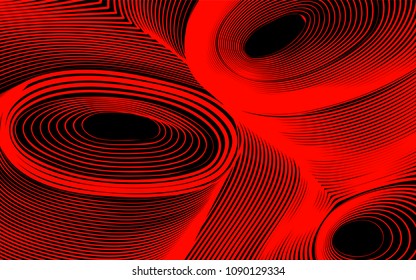Abstract Background in Psychedelic Style. Futuristic Illustration with Wavy Lines. Abstraction with 3D Effect. Distorted Circles. Abstract Wavy Background for Web Design, Wallpaper, Covers, Posters.