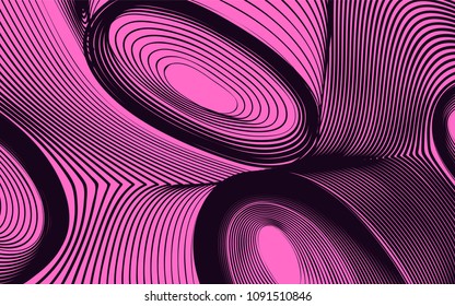 Abstract Background in Psychedelic Style. Futuristic Illustration with Wavy Lines. Abstraction with 3D Effect. Distorted Circles. Abstract Wavy Background for Web Design, Wallpaper, Covers, Posters.