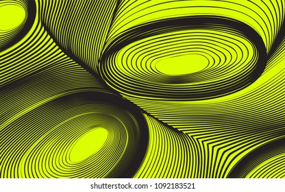 Abstract Background in Psychedelic Style. Futuristic Illustration with Wavy Lines. Abstraction with 3D Effect. Distorted Circles. Abstract Wavy Background for Web Design, Wallpaper, Covers, Posters.