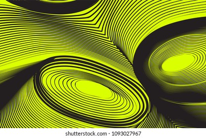 Abstract Background in Psychedelic Style. Futuristic Illustration with Wavy Lines. Abstraction with 3D Effect. Distorted Circles. Abstract Wavy Background for Web Design, Wallpaper, Covers, Posters.