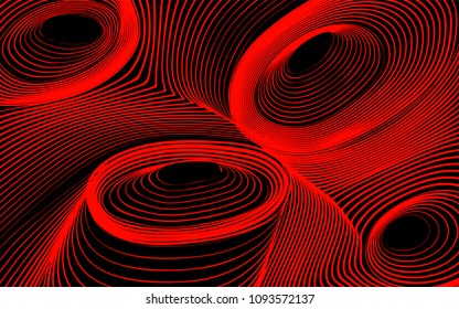 Abstract Background in Psychedelic Style. Futuristic Illustration with Wavy Lines. Abstraction with 3D Effect. Distorted Circles. Abstract Wavy Background for Web Design, Wallpaper, Covers, Posters.