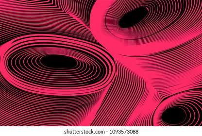 Abstract Background in Psychedelic Style. Futuristic Illustration with Wavy Lines. Abstraction with 3D Effect. Distorted Circles. Abstract Wavy Background for Web Design, Wallpaper, Covers, Posters.