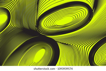 Abstract Background in Psychedelic Style. Futuristic Illustration with Wavy Lines. Abstraction with 3D Effect. Distorted Circles. Abstract Wavy Background for Web Design, Wallpaper, Covers, Posters.