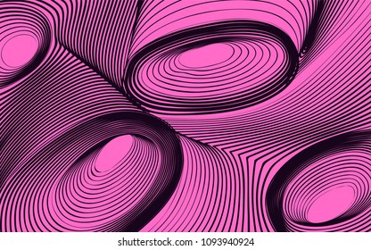 Abstract Background in Psychedelic Style. Futuristic Illustration with Wavy Lines. Abstraction with 3D Effect. Distorted Circles. Abstract Wavy Background for Web Design, Wallpaper, Covers, Posters.