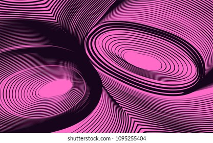 Abstract Background in Psychedelic Style. Futuristic Illustration with Wavy Lines. Abstraction with 3D Effect. Distorted Circles. Abstract Wavy Background for Web Design, Wallpaper, Covers, Posters.